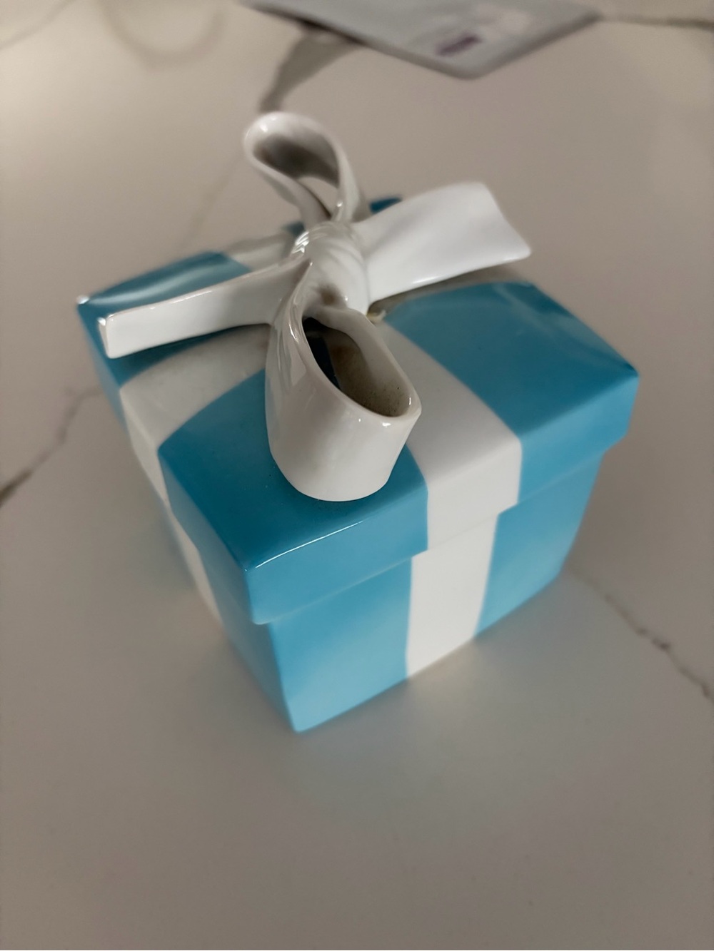 Tiffany & Co. Blue and White Striped Ceramic Accent box